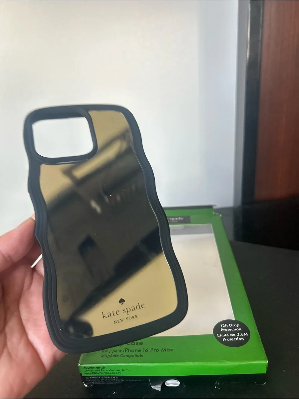 kate spade Gold Mirror iPhone Case with Black Trim iPhone 16 pro case
